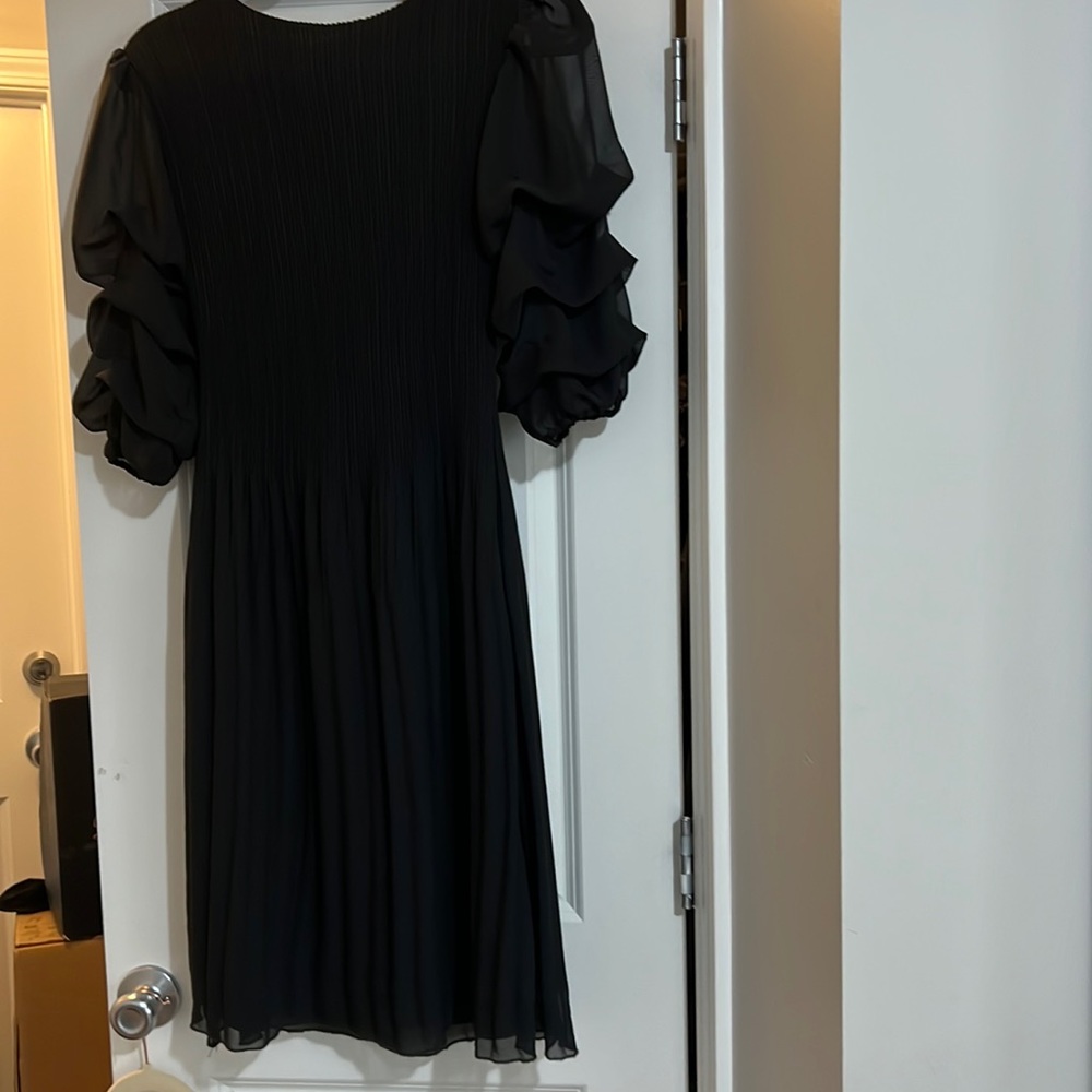 Blank chiffon dress with puff sleeves
